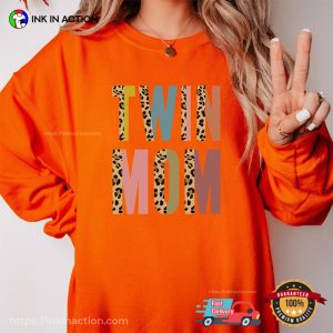 Leopard Lettering Mom Of Twins Shirt