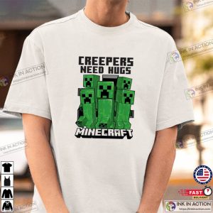 Minecraft cute creeper Need Hugs Graphic T Shirt 1