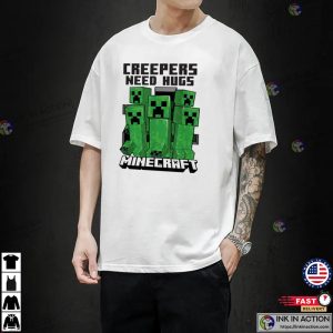 Minecraft cute creeper Need Hugs Graphic T Shirt 2
