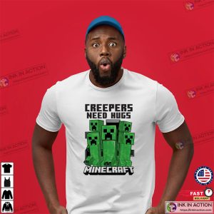 Minecraft cute creeper Need Hugs Graphic T Shirt 3