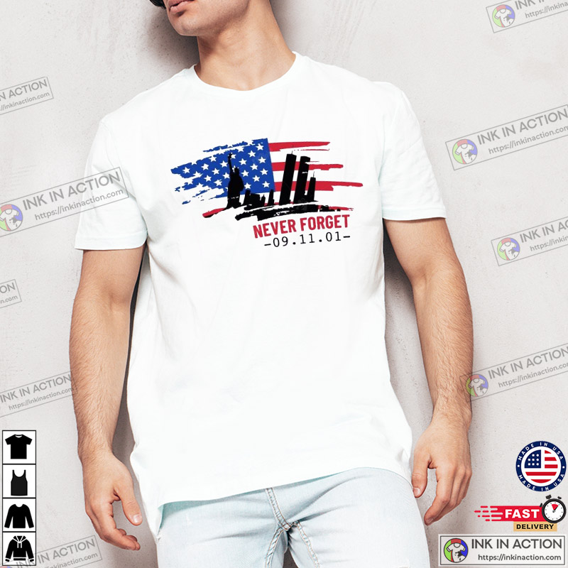 USA Flag Heart Shirt Twin Towers 911 Patriot Day Shirt