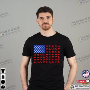 Wrestling Wrestlers American Flag Skill Collage Shirt