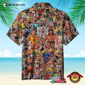 Wrestling Character Collage Art Hawaiian Shirt 1 Ink In Action