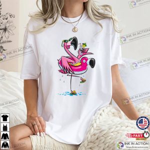 Flamingo Wine Glasses, Cute Flamingo, Summer Vacation T-shirt