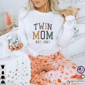 mother of twins Pregnancy Announcement Shirt 2 Ink In Action