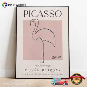 Picasso Flamingo, Minimalist Line Art Poster