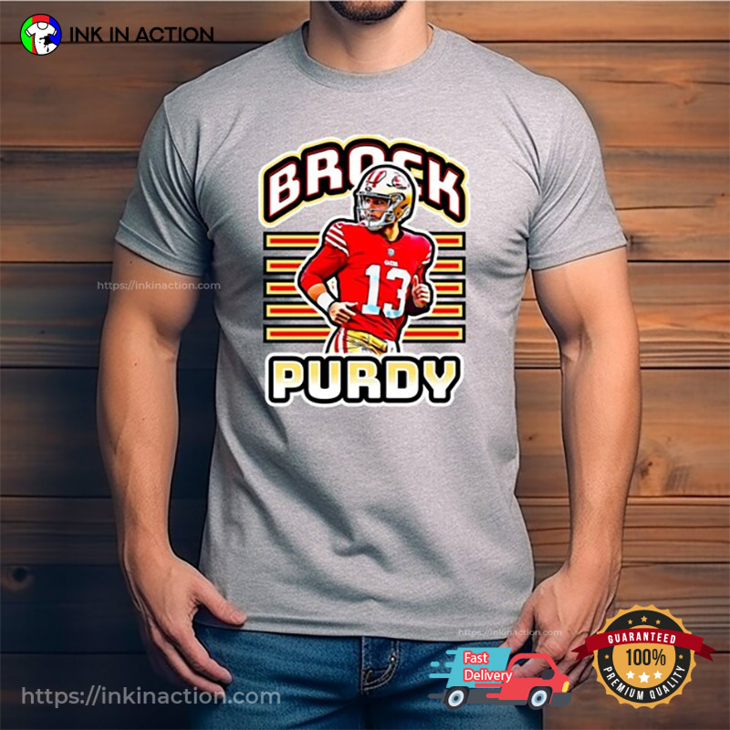 49ers Brock Purdy Football T-Shirt - Ink In Action