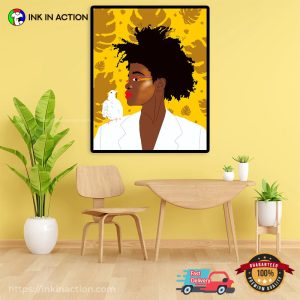 Black Woman with White Pigeon Print