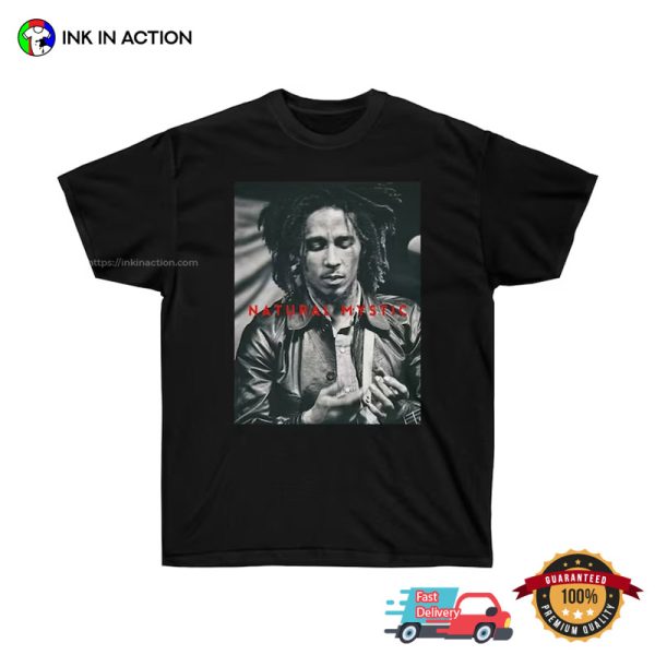 Bob Marley Black Leather Natural Mystic T-shirt