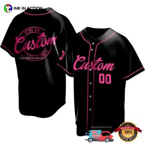 Custom Black Pink Come On Barbie Baseball Jersey