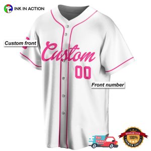 Custom White Pink Let’s Go Party Barbie Baseball Jersey