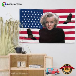 Marilyn Monroe bald eagle with american flag 2