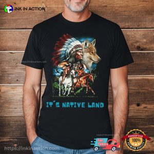 Old Native American Chief And Wolf T-Shirt, Apache Native American