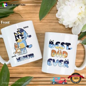 Personalized Name Dad Kid Matching Bluey Family Mug For Father