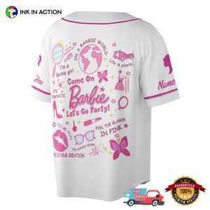 Come On Barbie Baseball Jersey Shirt Custom Name New Barbie Jersey