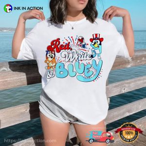 Red White And Bluey Fireworks Shirt, Bluey Independence Day