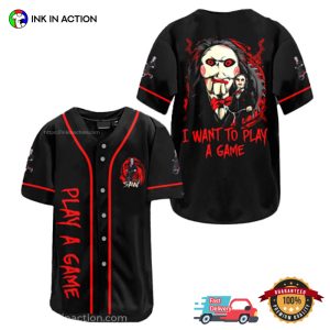 Saw Jigsaw I Want To Play A Game Halloween Baseball Jersey Outfit Mens