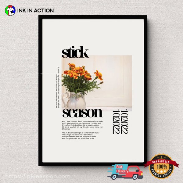 Stick Season Lyric Art Noah Kahan Album Poster