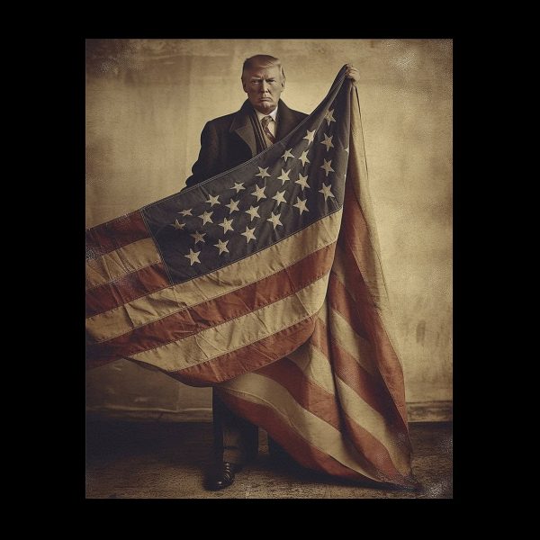 Trump Holding the American Flag Vintage Posters