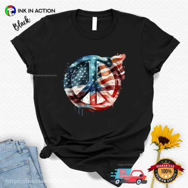 USA Flag Peace Sign Symbol Shirt, Patriotic Gift