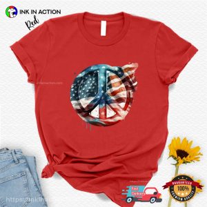 USA Flag peace sign symbol Shirt Patriotic Gift 3