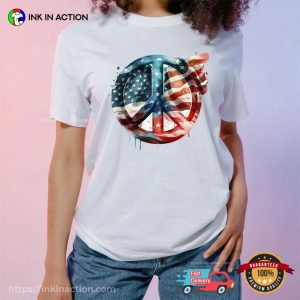USA Flag Peace Sign Symbol Shirt, Patriotic Gift