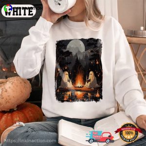 Vintage Ghost Reading Book Camping Comfort Colors Tee 1