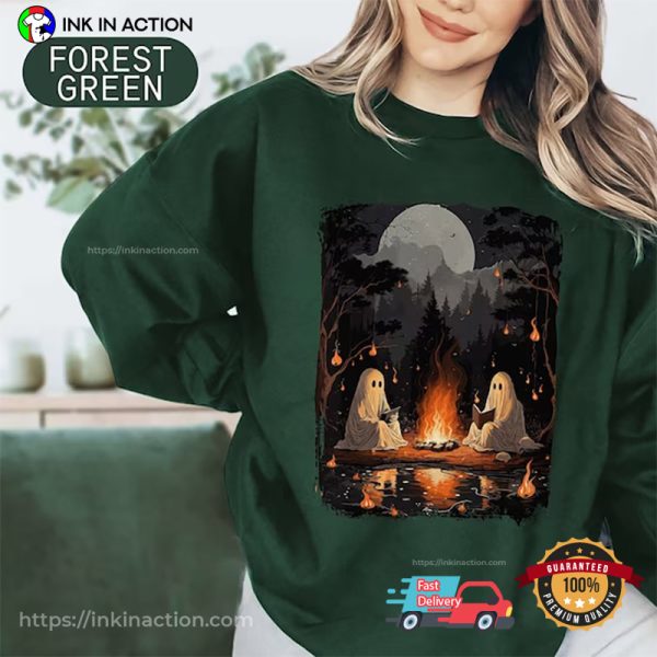 Vintage Ghost Reading Book Camping Comfort Colors Tee