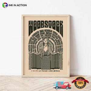 Vintage Woodstock Music Festival Poster, Hippie Wall Art