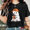 Little Ghost Drinking Coffee Funny Halloween Tee