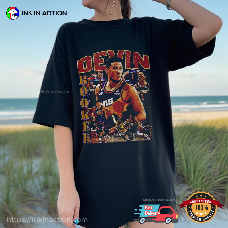 Devin Booker Phoenix Suns Caricature 90s T-shirt Suns in 4 