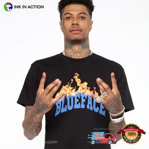 Blueface Flames Money On Fire 2 Sided T Shirt 3