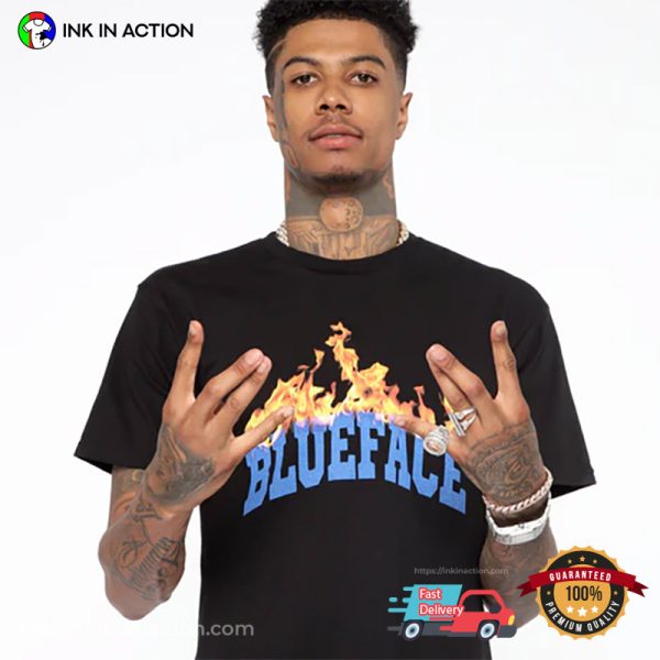 Blueface Flames Money On Fire 2 Sided T-shirt