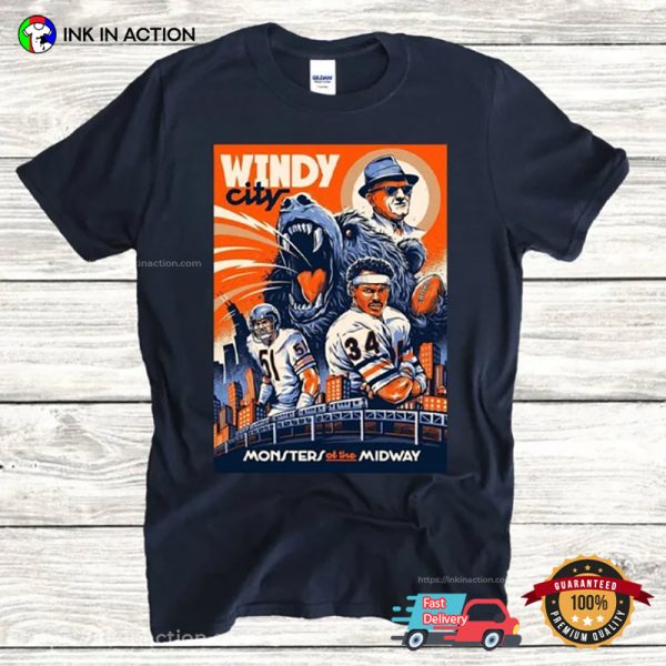 Chicago Football Windy City Retro 90s Wall Art Graphic Shirt