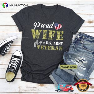 Customized Dogtag Proud Wife Of Veteran Shirt, Happy Veterans Day