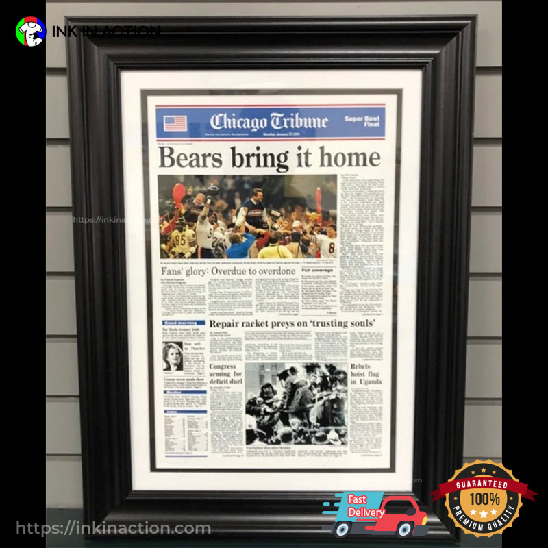 Chicago Bears Super Bowl XX Tribune Front Page: Bears bring it home