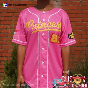 Customized super mario princess peach Baseball Jersey 1