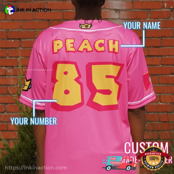 Customized Super Mario Princess Peach Baseball Jersey