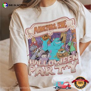 Disney Monsters Inc Halloween Party Retro Comfort Colors Tee