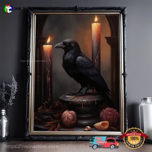Dark Gothic Raven With Candles Witchy Wall Decor