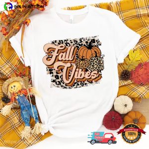 Fall Vibes Leopard Pumpkins Family Thanksgiving Shirts