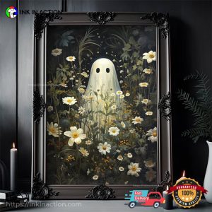 Floral Ghost Spooky Decor Poster