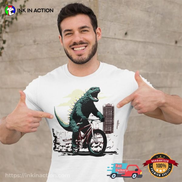 Funny Bikezilla Godzilla Ride A Bicycle T-shirt