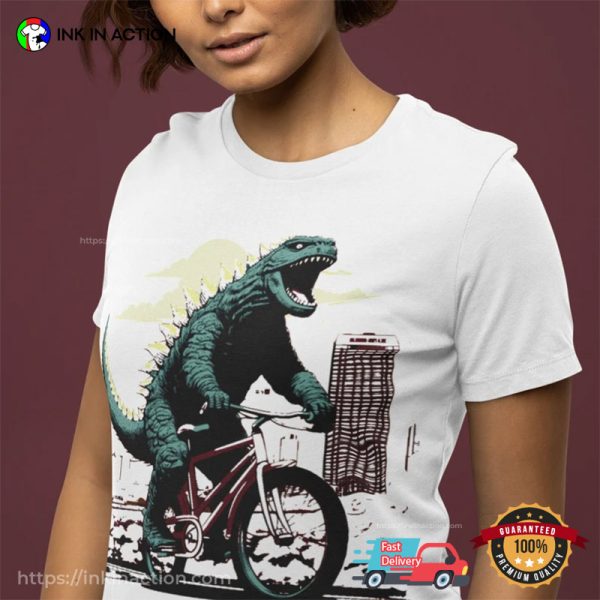Funny Bikezilla Godzilla Ride A Bicycle T-shirt