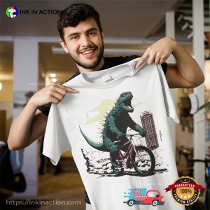 Funny Bikezilla Godzilla Ride A Bicycle T Shirt 4