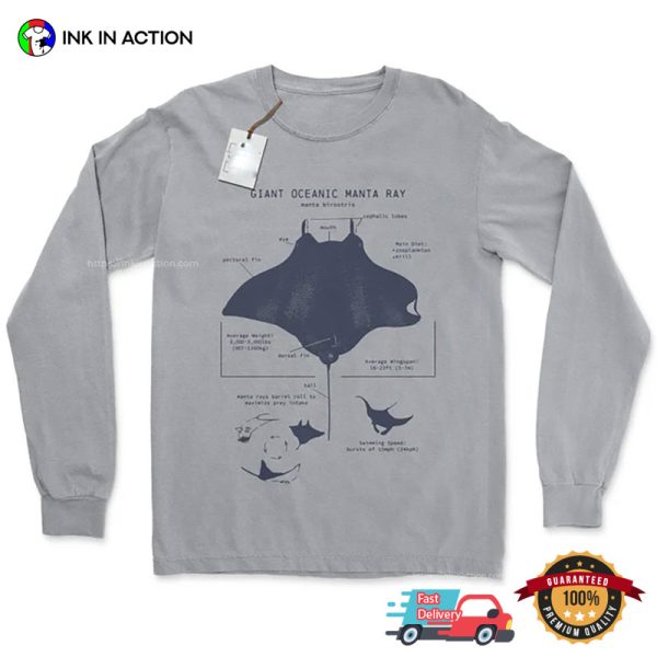 Giant Oceanic Manta Ray Anatomy Biology Comfort Colors Shirt