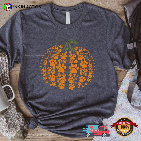 Giant Pumpkin Dog’s Paw Comfort Colors Thanksgiving Shirt