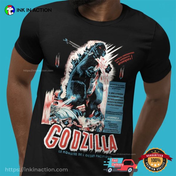 Godzilla French Movie Poster Retro T-shirt