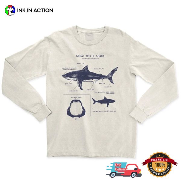 Great White Shark Anatomy Biology Comfort Colors Shirt