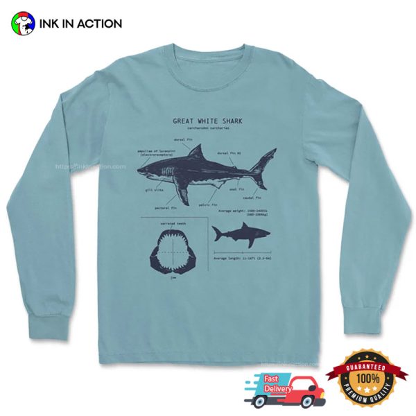 Great White Shark Anatomy Biology Comfort Colors Shirt